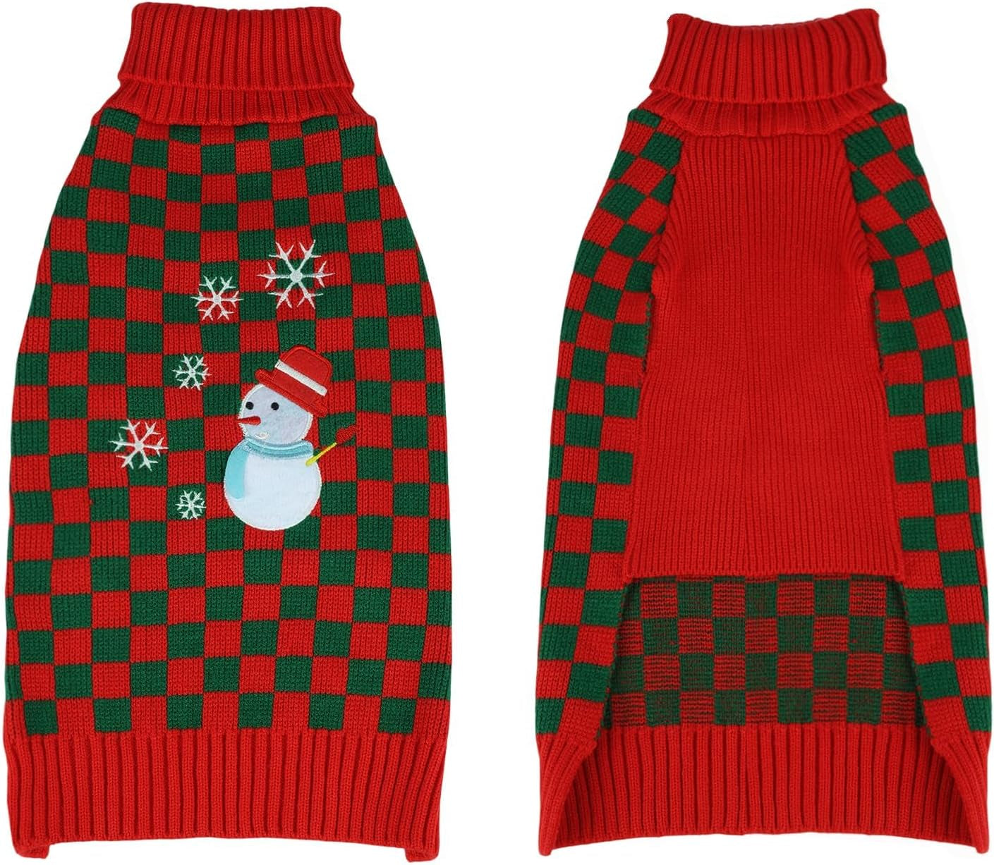 Ugly Christmas Sweater - Plaid Turtleneck Knitwear Dog Coats in Classic Red for Small Dogs (Snowman2#, Medium)