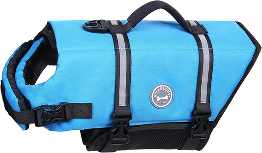Ripstop Dog Life Jacket for Small Medium Large Dogs Boating, Swimming Vest for Dogs with Enhanced Buoyancy& Visibility, Blue